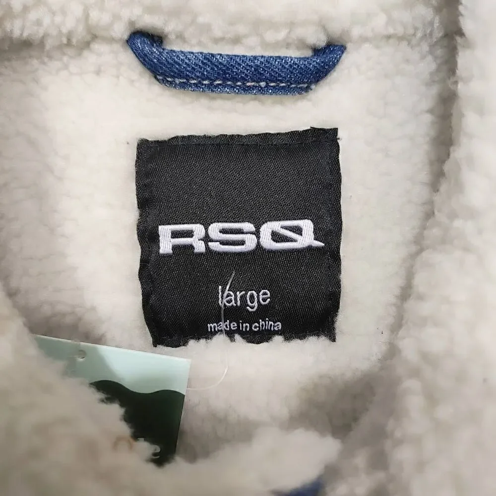 RSQ Kids Sherpa Jean Denim Jacket Large -T